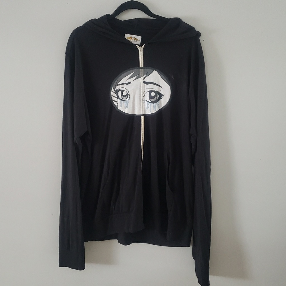 Women's Black I'm Fine Zip Up Hoodie